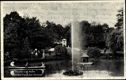 Ak Wurzen in Sachsen, Stadtpark und Juel Denkmal