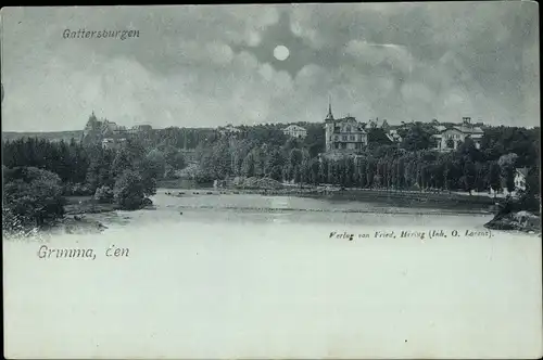 Mondschein Ak Grimma in Sachsen, Gattersburgen
