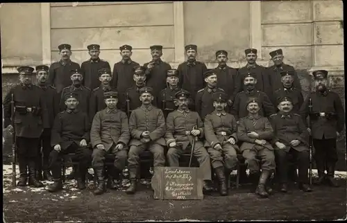 Foto Ak Geithain in Sachsen, Deutsche Soldaten in Uniform, Landsturm Inf. Batl. XIX/7