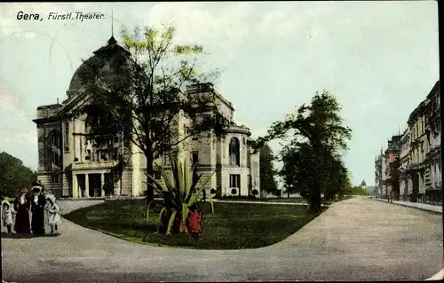 Ak Gera in Thüringen, Fürstliches Theater, Gartenanlage