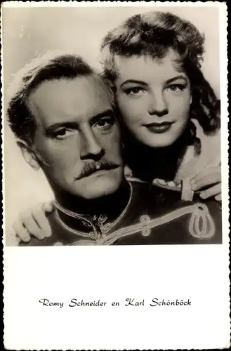 Ak Schauspielerin Romy Schneider, Schauspieler Karl Schönböck, Portrait