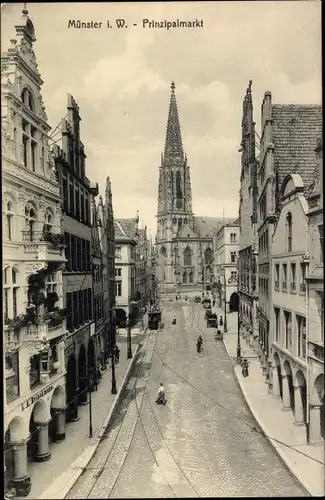 Ak Münster in Westfalen, Prinzipalmarkt mit Kirche