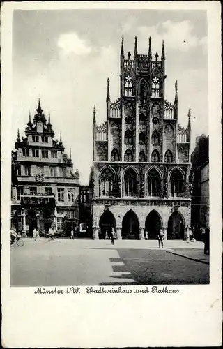 Ak Münster in Westfalen, Stadtweinhaus, Rathaus, Giebelhaus