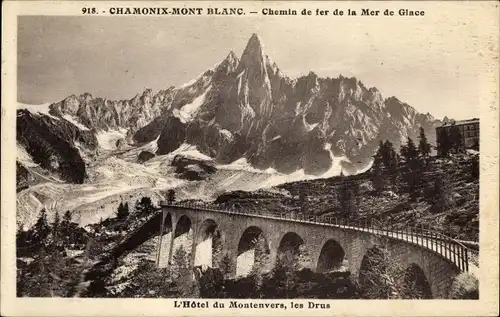 Ak Chamonix Mont Blanc Haute Savoie, Mer de Glace Railway, Hotel du Montenvers