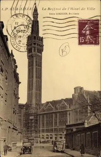 Ak Lille Nord, Glockenturm des Rathauses