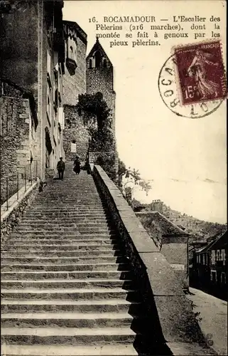 Ak Roc Amadour Rocamadour Lot, L’Escalier des Pelerins