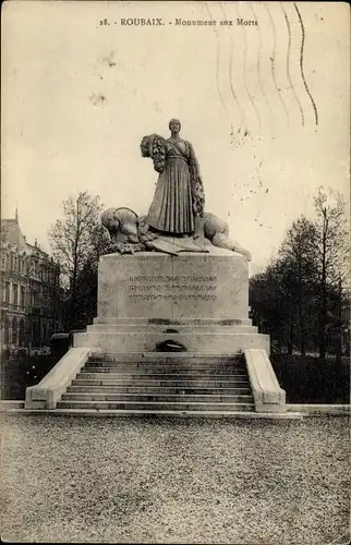 Ak Roubaix Nord, Kriegsdenkmal