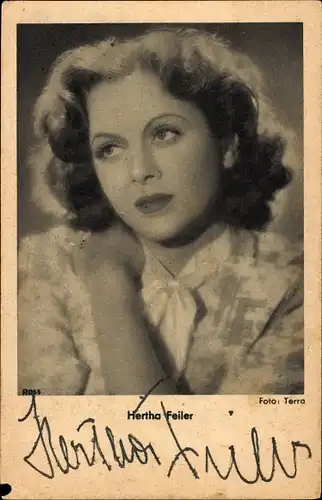Ak Schauspielerin Hertha Feiler, Portrait, Autogramm