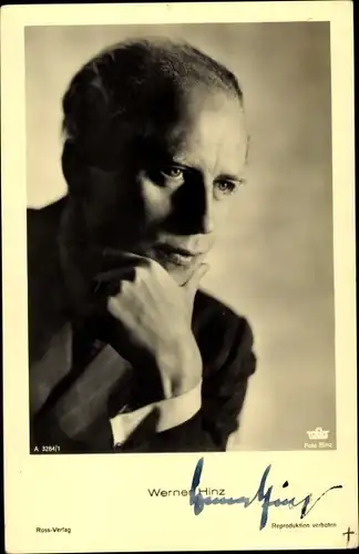 Ak Schauspieler Werner Hinz, Portrait, Autogramm