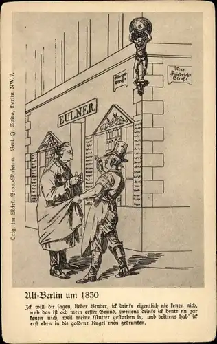 Ak Berlin Mitte, Gedicht, Karikatur, Gebäude Eulner, Neue Friedrichstraße
