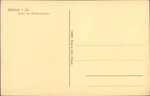 Ak Roßwein in Sachsen, Portal am Handswerkshaus