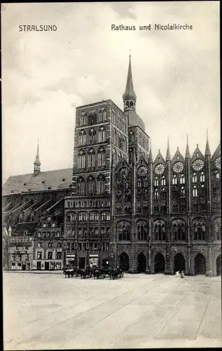 Ak Stralsund in Vorpommern, Rathaus, Nikolaikirche