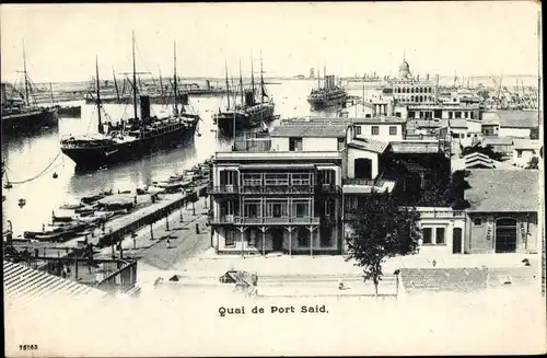 Ak Port Said Ägypten, Hafenbild, Schiffe