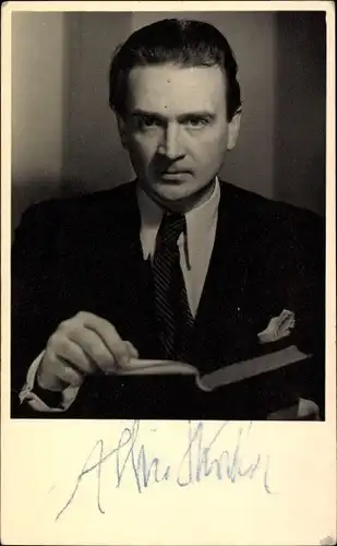 Foto Ak Schauspieler Albin Skoda, Portrait, Autogramm