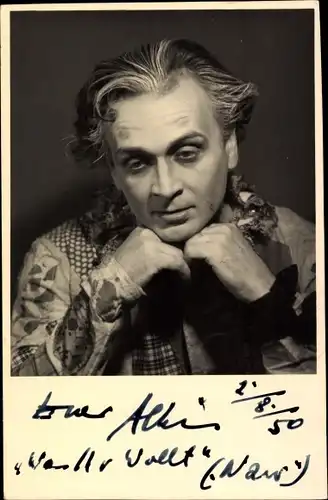 Foto Ak Schauspieler Albin Skoda, Rollenportrait, Narr, Was ihr wollt, Autogramm