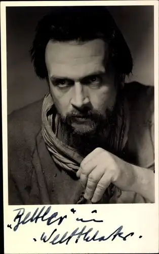 Foto Ak Schauspieler Albin Skoda, Rollenportrait, Bettler, Welttheater, Autogramm