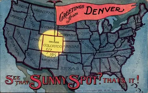 Ak Denver Colorado USA, Staaten, Karte, Grüße aus Denver