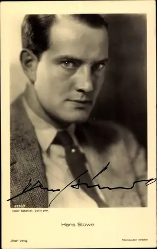 Ak Schauspieler Hans Stüwe, Portrait, Ross, Autogramm