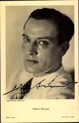 Ak Schauspieler Hans Stüwe, Portrait, Ross Verlag, Autogramm
