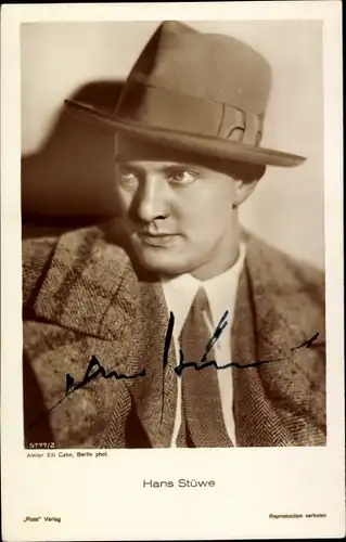 Ak Schauspieler Hans Stüwer, Portrait, Autogramm