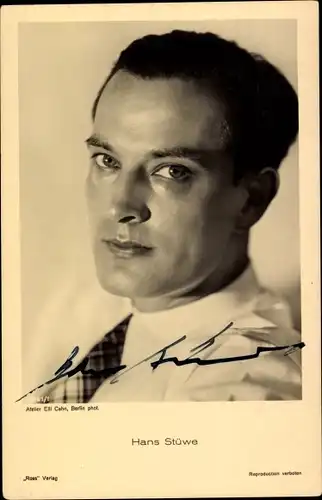 Ak Schauspieler Hans Stüwe, Portrait, Autogramm