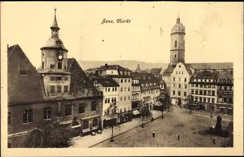 Ak Jena, Markt, Rathaus, Turmuhr, Weinstube