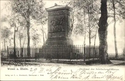 Ak Wesel am Niederrhein, Denkmal der Schillschen Offiziere