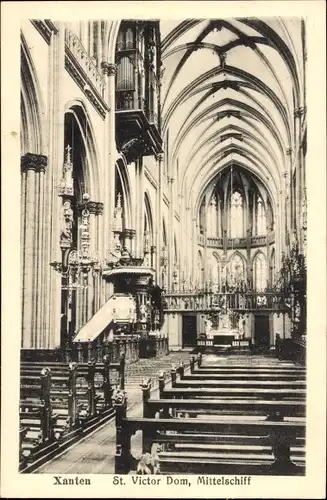 Ak Xanten am Niederrhein, St. Victor Dom, Mittelschiff, Kanzel, Altar