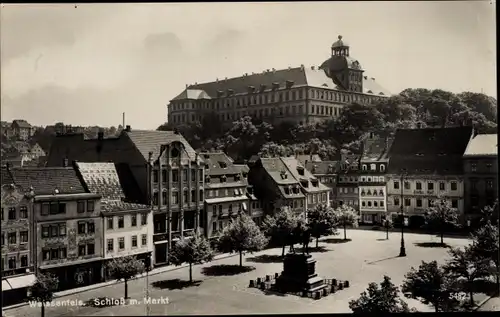 Ak Weißenfels an der Saale, Markt, Schloss, Denkmal