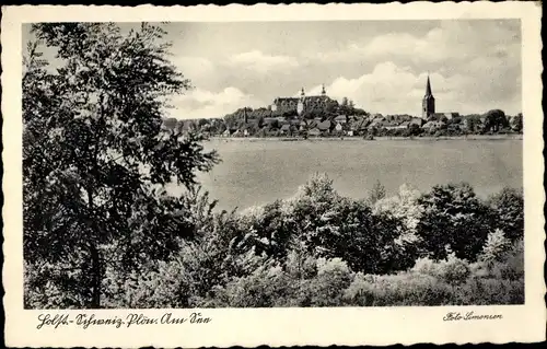 Ak Plön am See Holstein, Panorama, Kirche