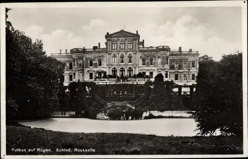 Ak Putbus auf der Insel Rügen, Schloss, Rückseite