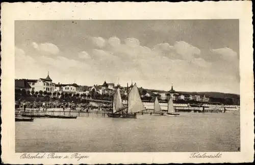 Ak Seebad Binz auf Rügen, Ortsansicht, Segelboote