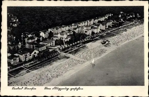 Ak Ostseebad Bansin Heringsdorf auf Usedom, Luftaufnahme, Strand, Strandpromenade