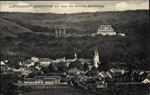 Ak Gernrode Quedlinburg im Harz, Gesamtansicht, Kurhotel Stubenberg