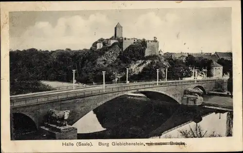 Ak Halle an der Saale, Burg Giebichenstein mit neuer Brücke