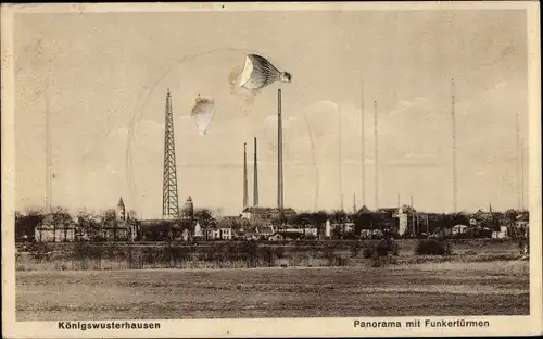 Ak Königs Wusterhausen in Brandenburg, Panorama mit Funktürmen