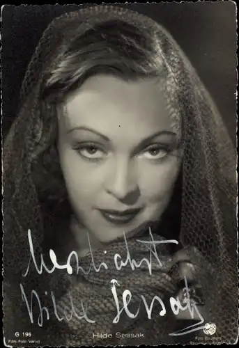 Ak Schauspielerin Hilde Sessak, Portrait, Schleier