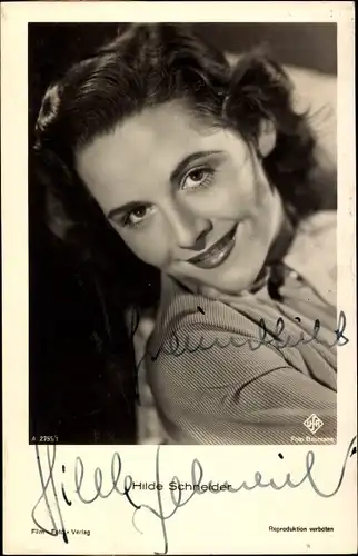 Ak Schauspielerin Hilde Schneider, Portrait, Autogramm