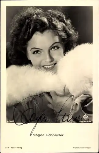 Ak Schauspielerin Magda Schneider, Portrait, Autogramm