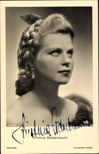 Ak Schauspielerin Kristina Söderbaum, Portrait mit Flechtfrisur