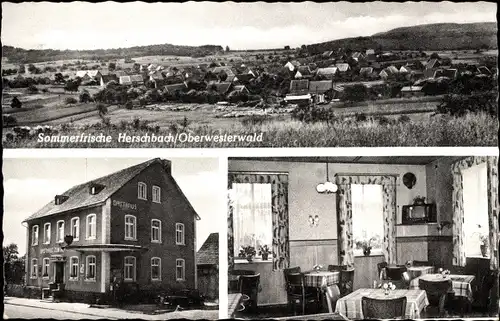 Ak Herschbach im Westerwald, Panorama, Gasthof Zum weißen Roß