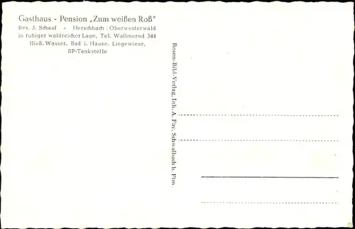 Ak Herschbach im Westerwald, Panorama, Gasthof Zum weißen Roß