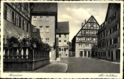 Ak Künzelsau im Hohenlohekreis Baden Württemberg, Straßenpartie mit altem Amtshaus