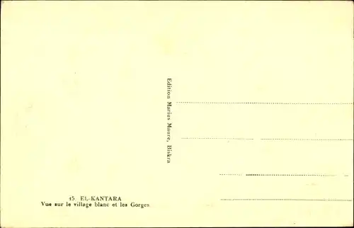 Ak El Kantara Algerien, Blick auf das weiße Dorf und die Schluchten