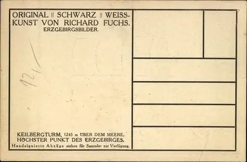 Künstler Ak Fuchs, Richard, Klínovec Keilberg Erzgebirge Region Karlsbad, Keilbergturm