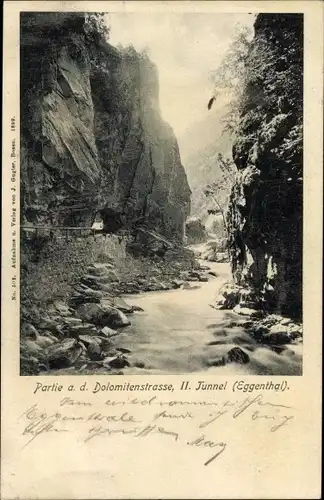 Ak Eggental Südtirol, Dolomitenstraße, II. Tunnel