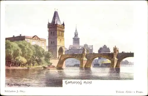 Künstler Ak Liebscher, K., Praha Prag Tschechien, Steinbrücke