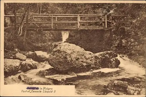 Ak Vallee de la Hoëgne Wallonien Lüttich, Brücke, Cascade Leopold II