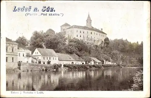 Ak Ledeč nad Sázavou Ledetsch Furwitz Region Hochland, Teilansicht mit Schloss