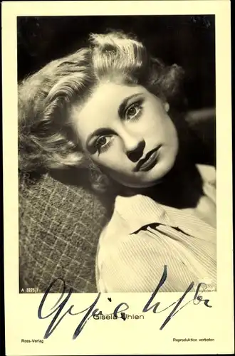 Ak Schauspielerin Gisela Uhlen, Portrait, Ross 3275/1, Autogramm